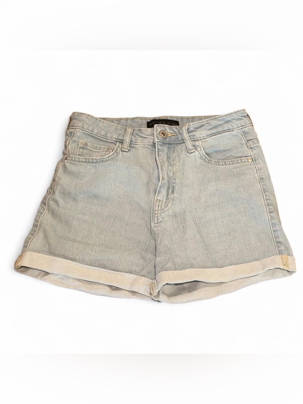 GUESS Light Blue Rolled-Hem Denim Shorts Size 26 waist